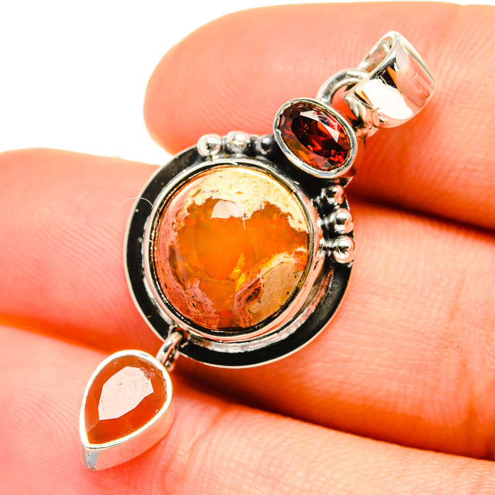 Mexican Fire Opal Pendants handcrafted by Anasilvercos - PD6838