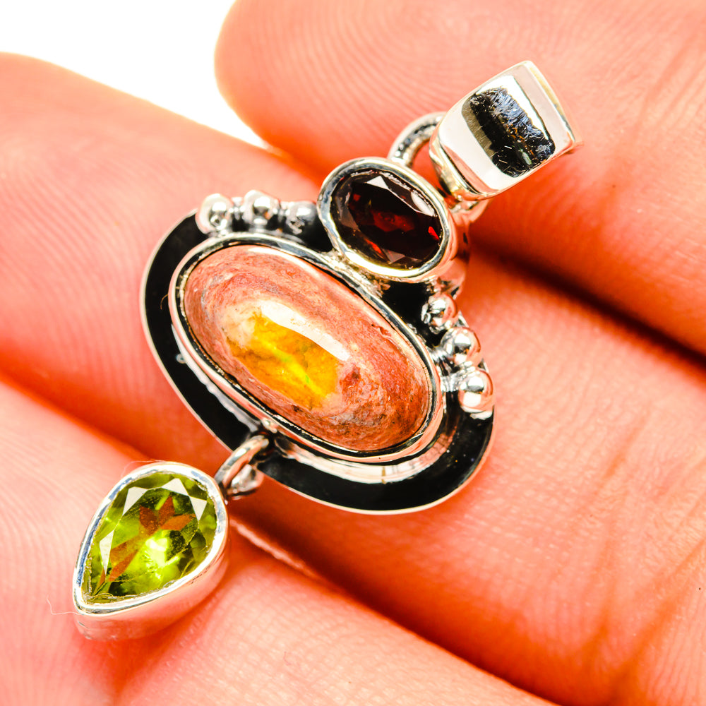 Mexican Fire Opal Pendants handcrafted by Anasilvercos - PD6881