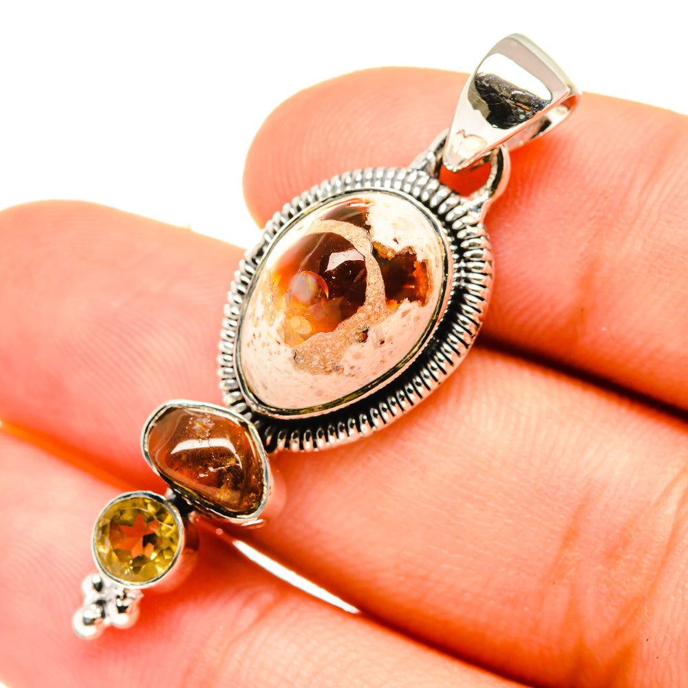Mexican Fire Opal Pendants handcrafted by Anasilvercos - PD6882