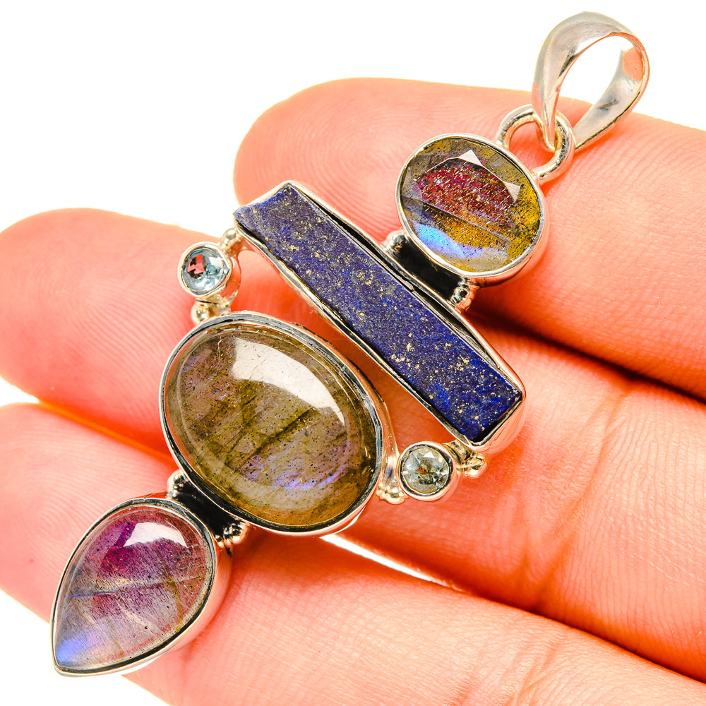 Labradorite, Lapis Lazuli, Blue Topaz Pendants handcrafted by Anasilvercos - PD6888