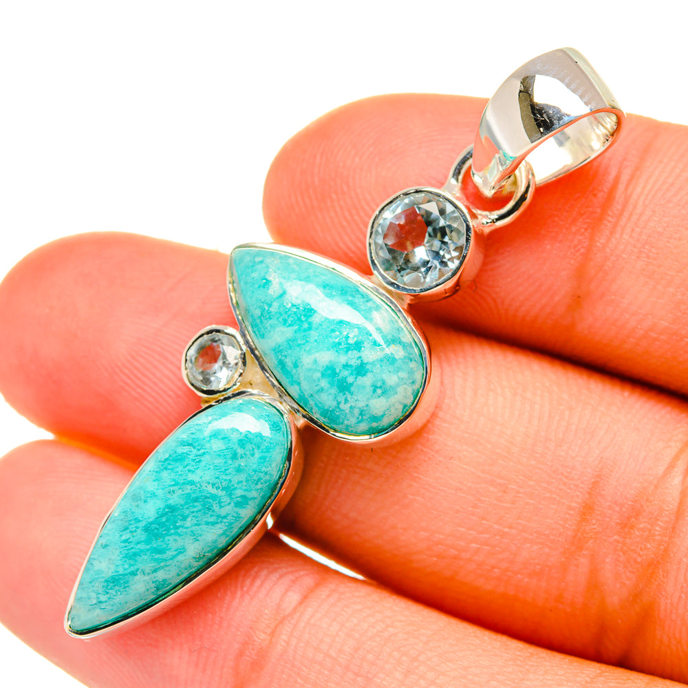 Amazonite, Blue Topaz Pendants handcrafted by Anasilvercos - PD6892