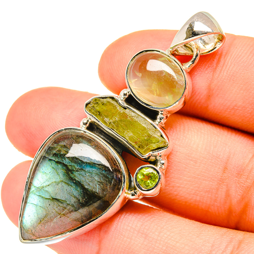 Labradorite, Prehnite, Peridot Pendants handcrafted by Anasilvercos - PD6893