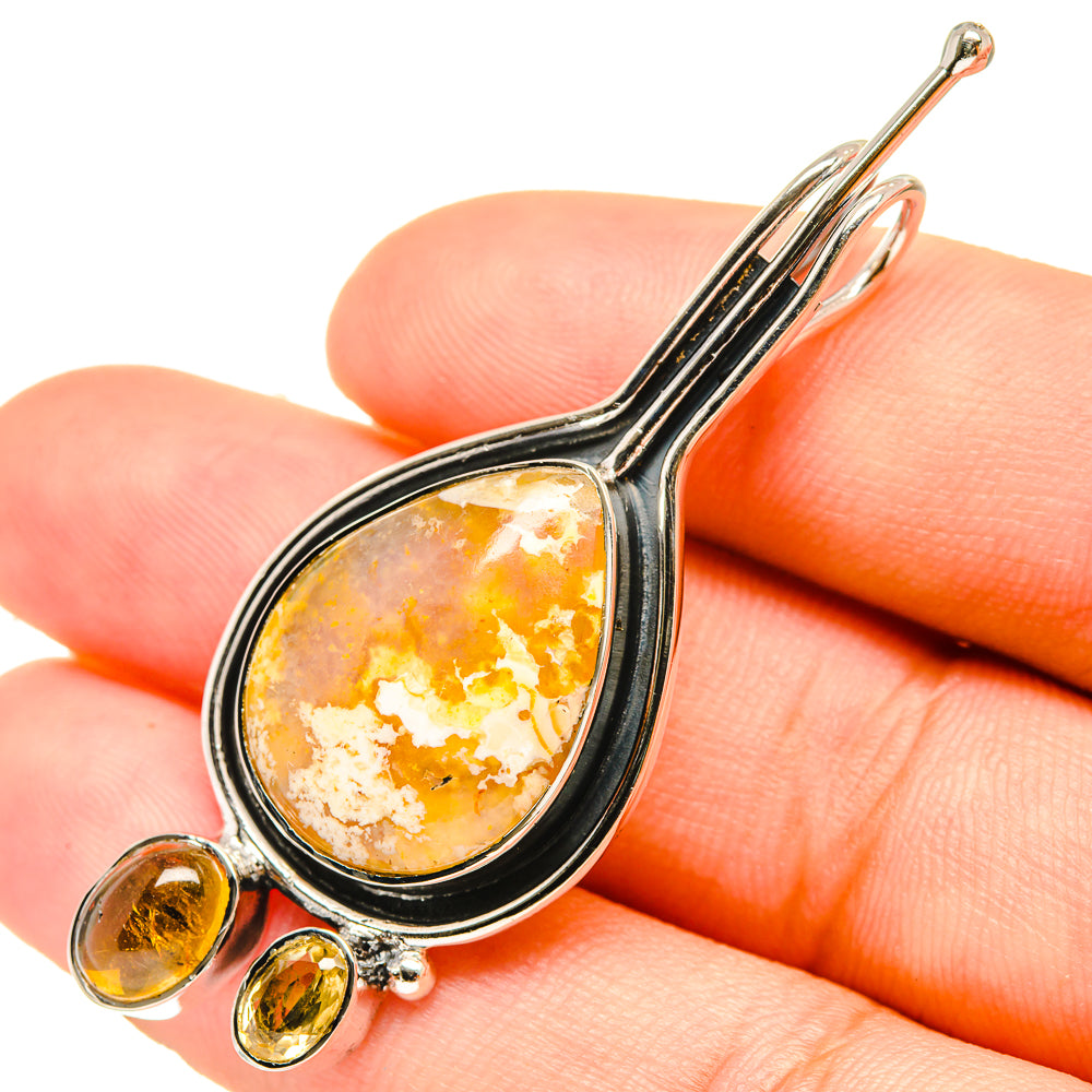 Plume Agate, Citrine Pendants handcrafted by Anasilvercos - PD6898