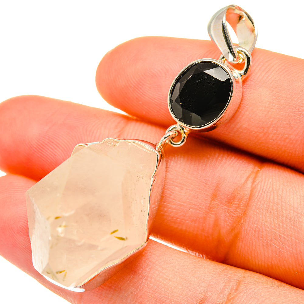 Rainbow Moonstone, Black Onyx Pendants handcrafted by Anasilvercos - PD6918