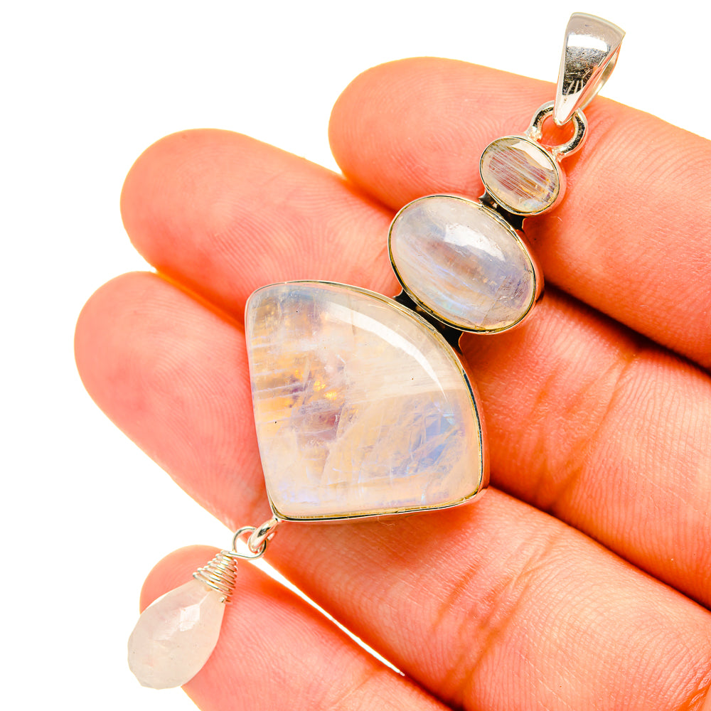 Rainbow Moonstone Pendants handcrafted by Anasilvercos - PD6924