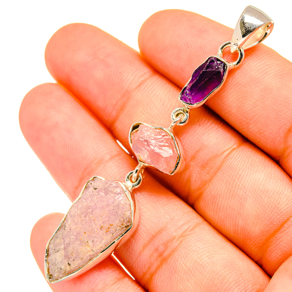 Kunzite, Amethyst Pendants handcrafted by Anasilvercos - PD6928