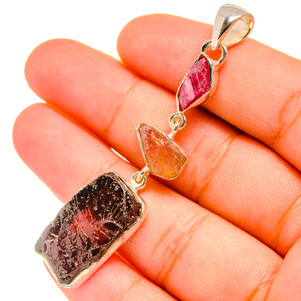 Garnet, Rose Quartz, Pink Tourmaline Pendants handcrafted by Anasilvercos - PD6929