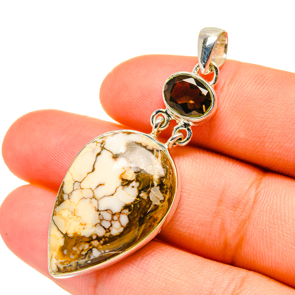 Peanut Wood Jasper, Smoky Quartz Pendants handcrafted by Anasilvercos - PD6937