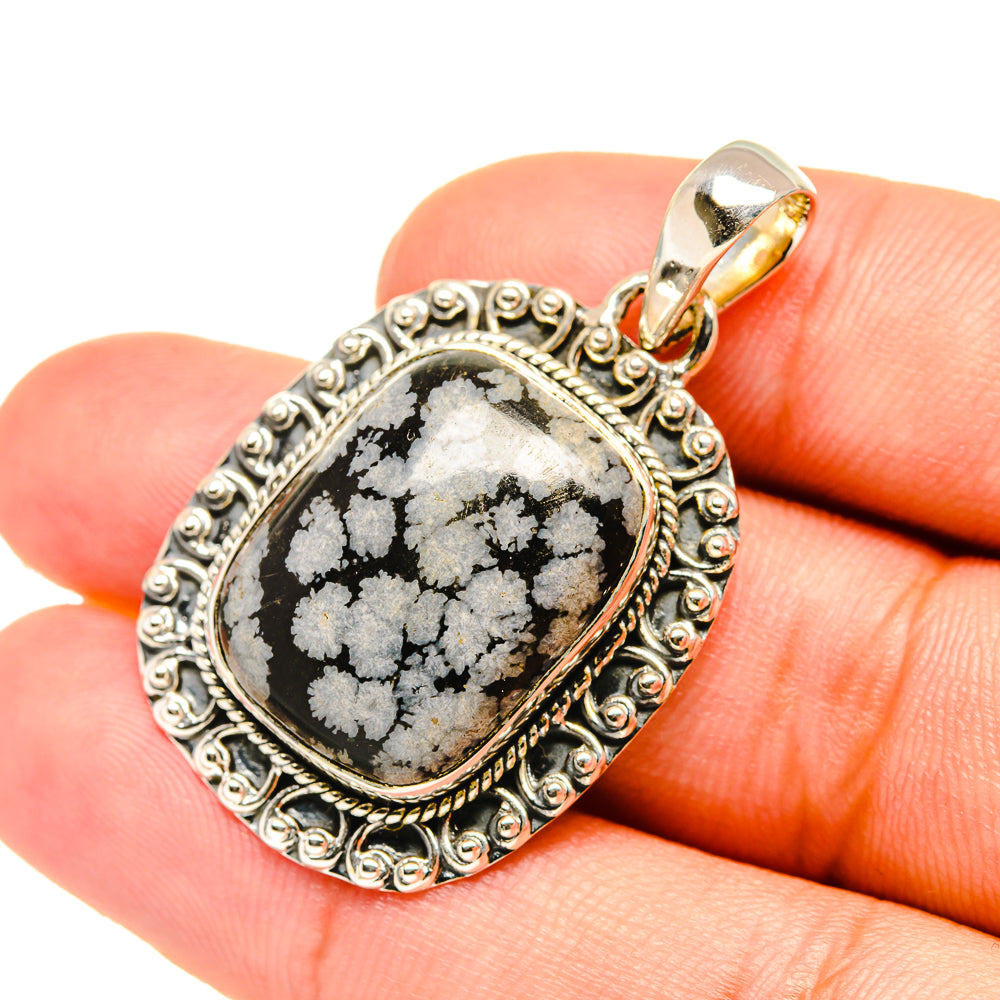 Snowflake Obsidian Pendants handcrafted by Anasilvercos - PD6941