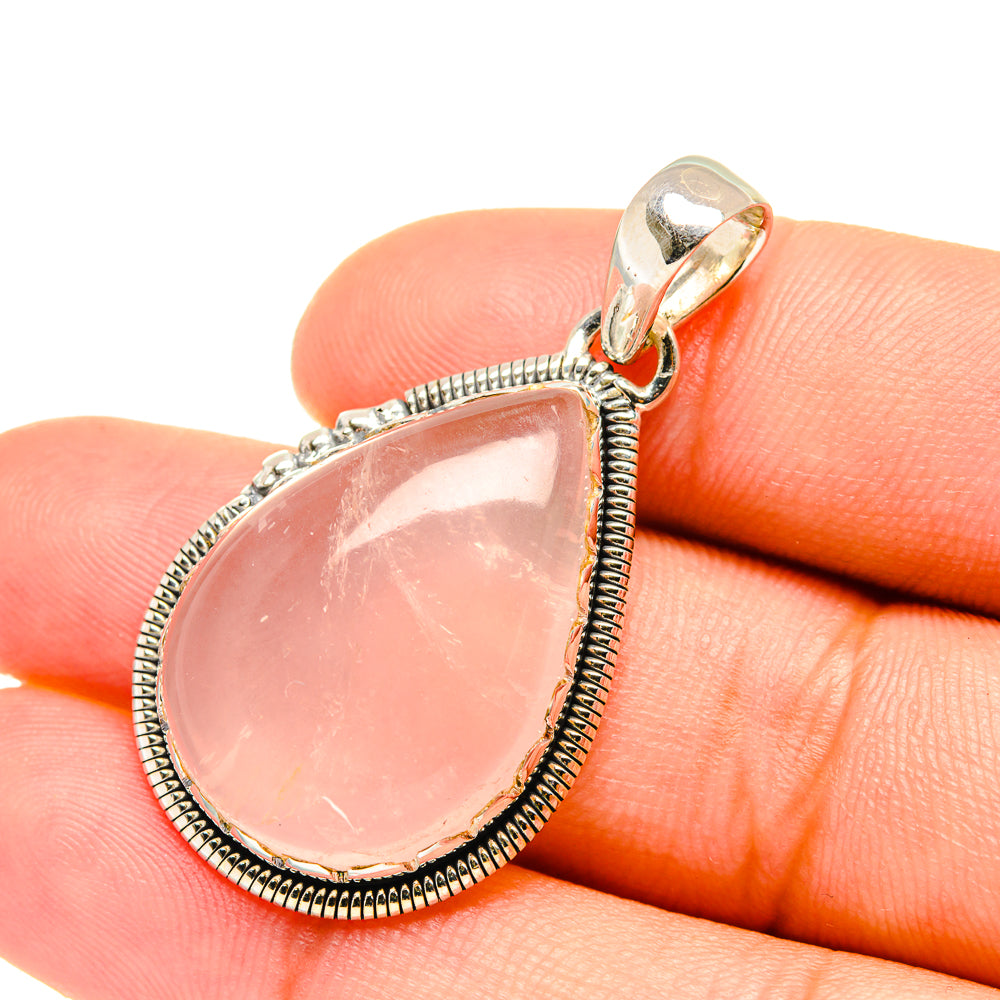 Rose Quartz Pendants handcrafted by Anasilvercos - PD6942