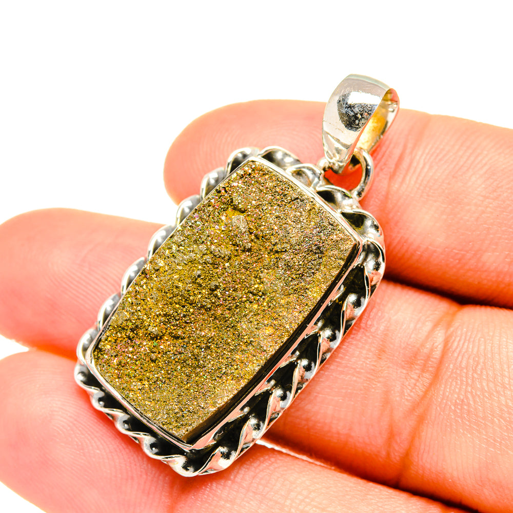 Spectro Pyrite Druzy Pendants handcrafted by Anasilvercos - PD6957