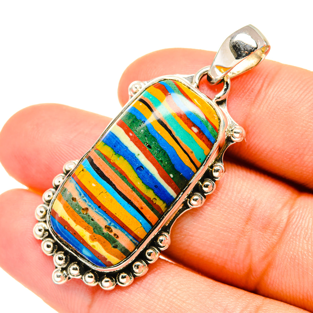 Rainbow Calsilica Pendants handcrafted by Anasilvercos - PD6970