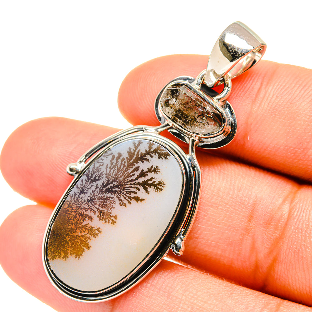 Scenic Dendritic Agate, Herkimer Diamond Pendants handcrafted by Anasilvercos - PD6974