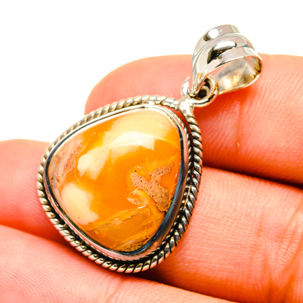 Mexican Fire Opal Pendants handcrafted by Anasilvercos - PD6997
