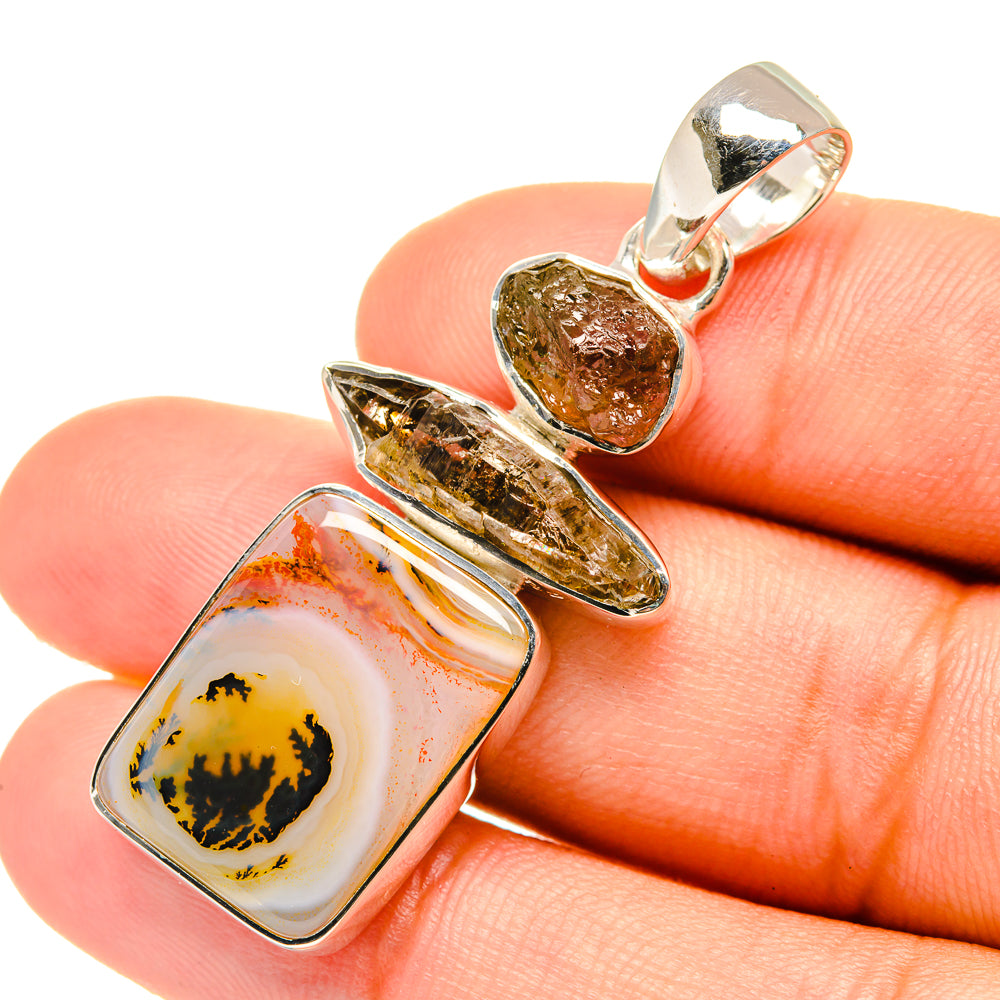 Scenic Dendritic Agate, Herkimer Diamond, Ametrine Pendants handcrafted by Anasilvercos - PD7025