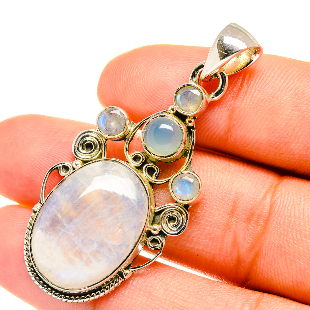 Rainbow Moonstone Pendants handcrafted by Anasilvercos - PD7051