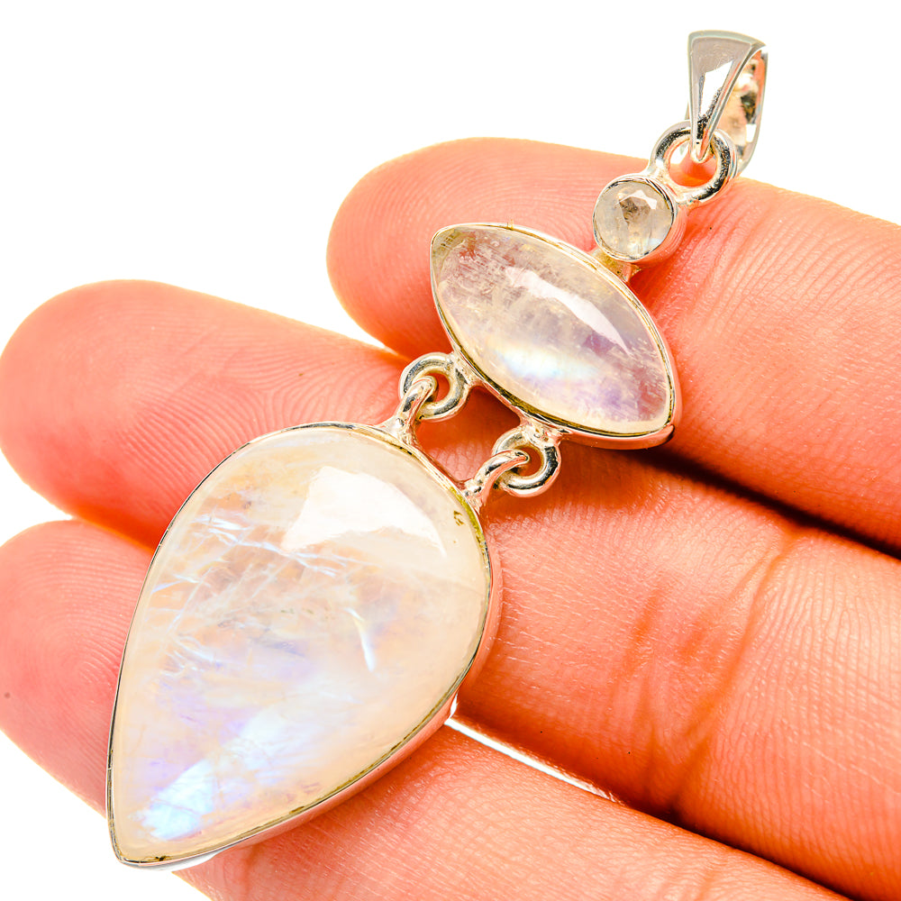 Rainbow Moonstone Pendants handcrafted by Anasilvercos - PD7053
