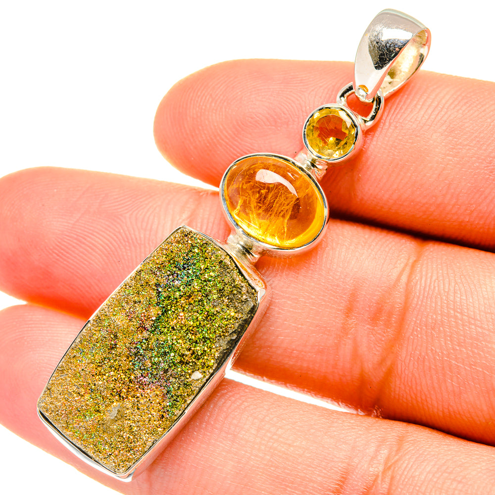 Spectro Pyrite Druzy Pendants handcrafted by Anasilvercos - PD7056