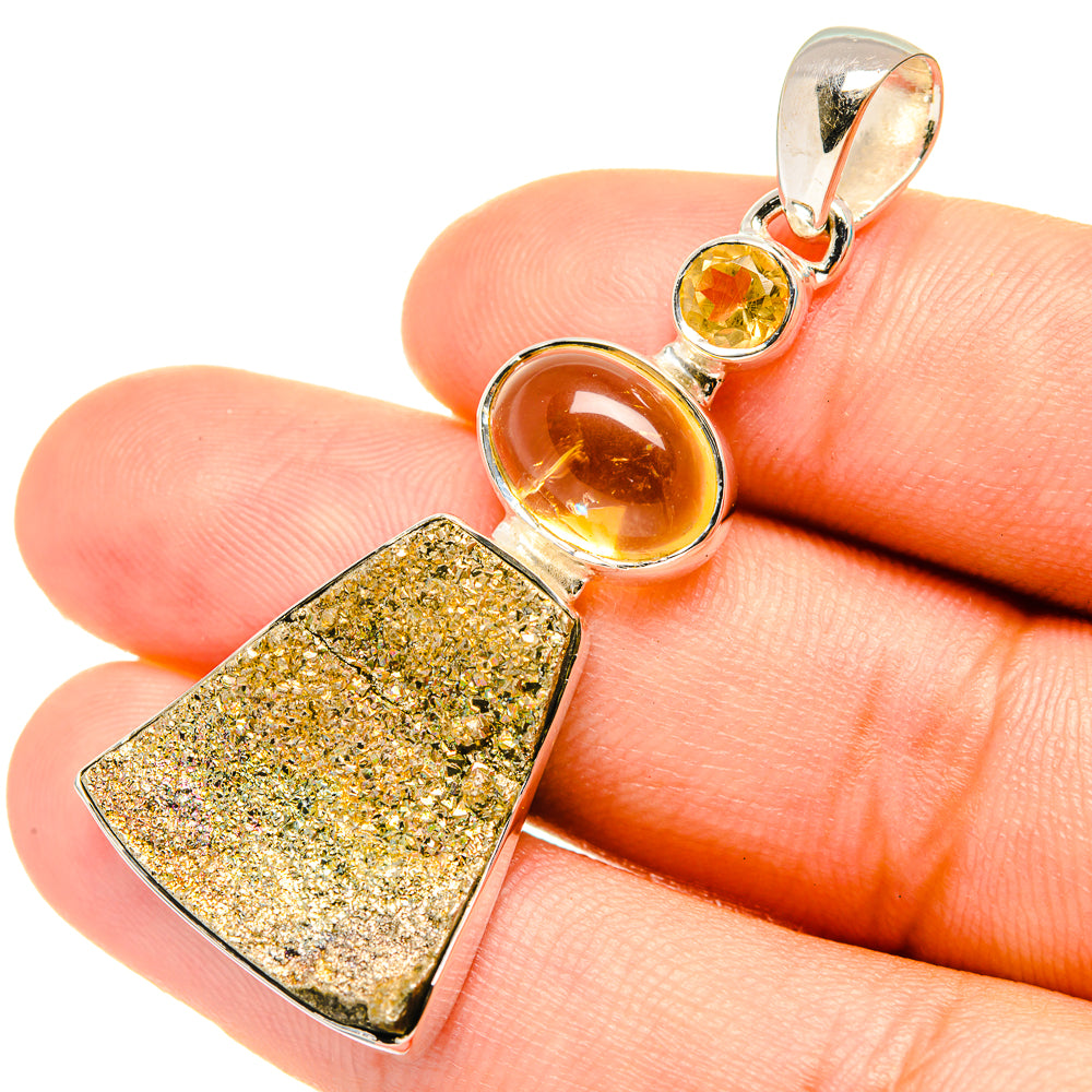 Spectro Pyrite Druzy Pendants handcrafted by Anasilvercos - PD7060