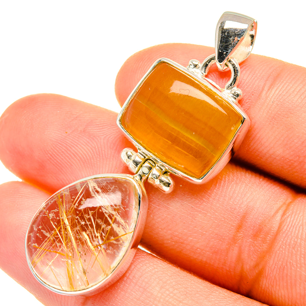Rutilated Quartz Pendants handcrafted by Anasilvercos - PD7093