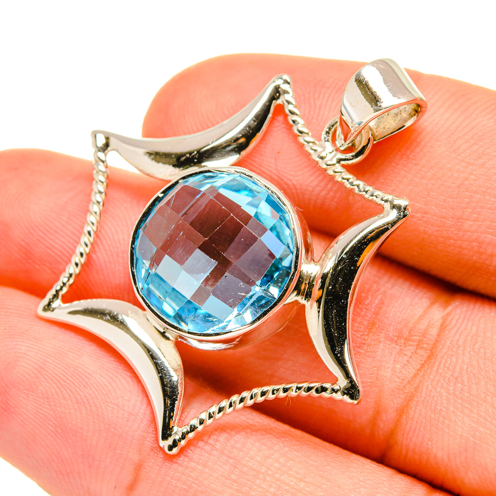 Blue Topaz Pendants handcrafted by Anasilvercos - PD7109