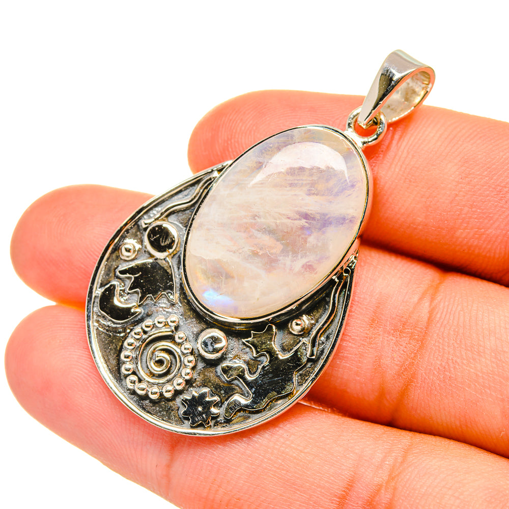 Rainbow Moonstone Pendants handcrafted by Anasilvercos - PD7118