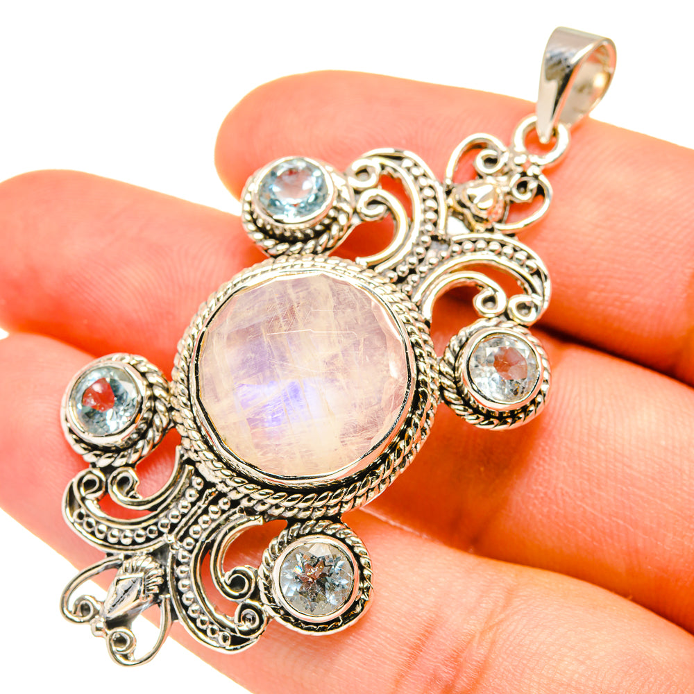 Rainbow Moonstone Pendants handcrafted by Anasilvercos - PD7126