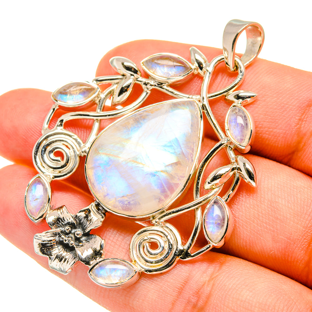 Rainbow Moonstone Pendants handcrafted by Anasilvercos - PD7130