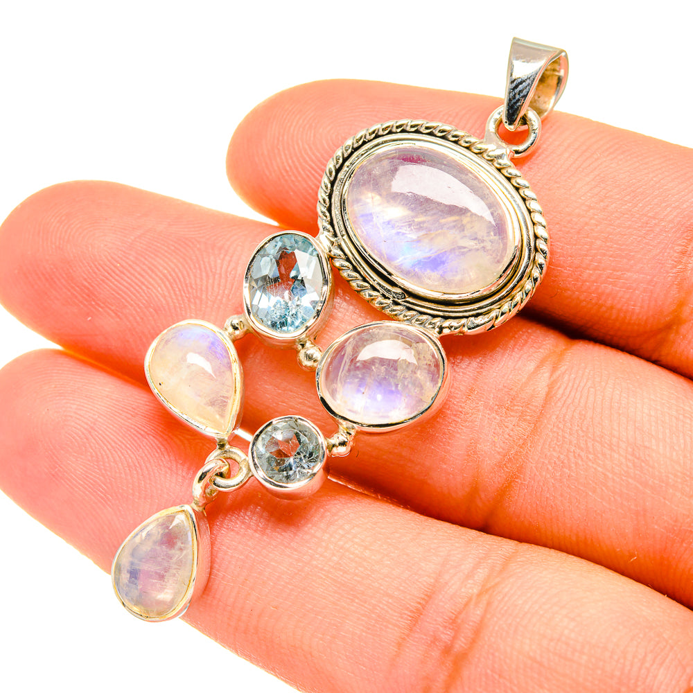 Rainbow Moonstone Pendants handcrafted by Anasilvercos - PD7134