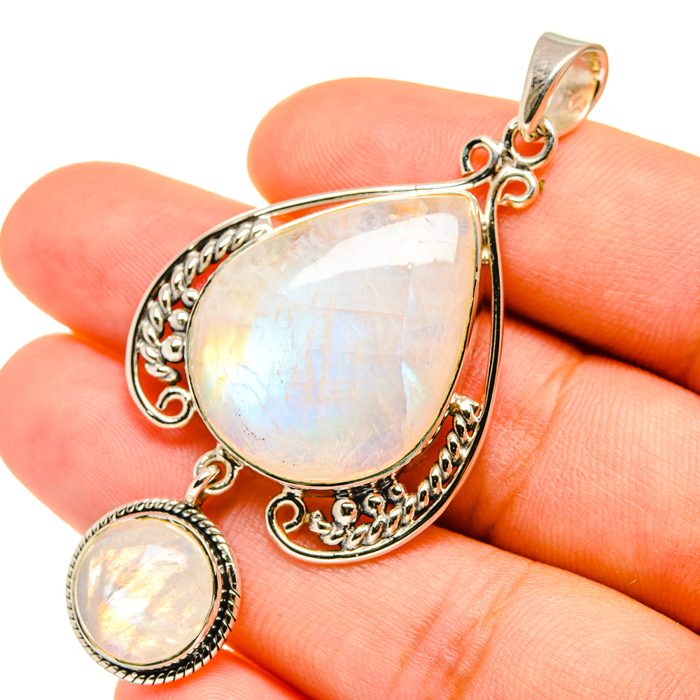 Rainbow Moonstone Pendants handcrafted by Anasilvercos - PD7135