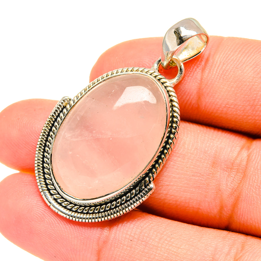 Rose Quartz Pendants handcrafted by Anasilvercos - PD7159