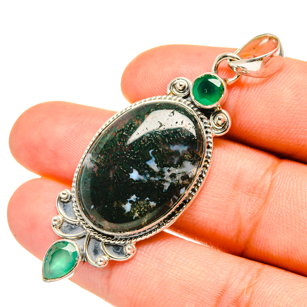 Green Moss Agate Pendants handcrafted by Anasilvercos - PD7195