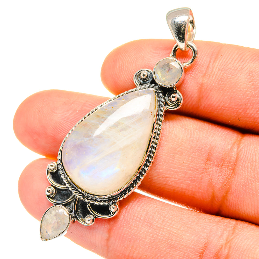 Rainbow Moonstone Pendants handcrafted by Anasilvercos - PD7202