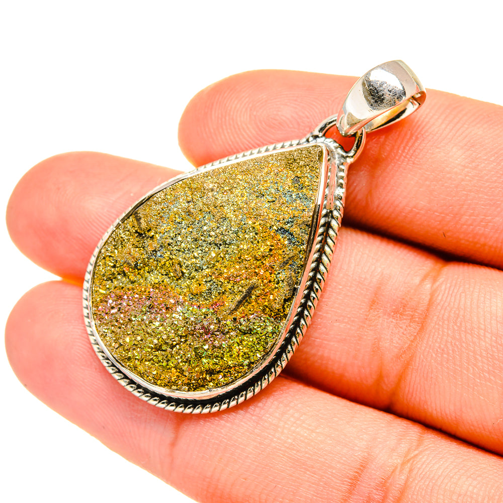 Spectro Pyrite Druzy Pendants handcrafted by Anasilvercos - PD7209