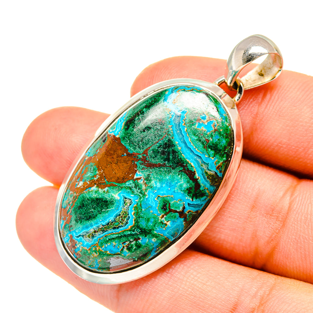 Malachite In Chrysocolla Pendants handcrafted by Anasilvercos - PD7226