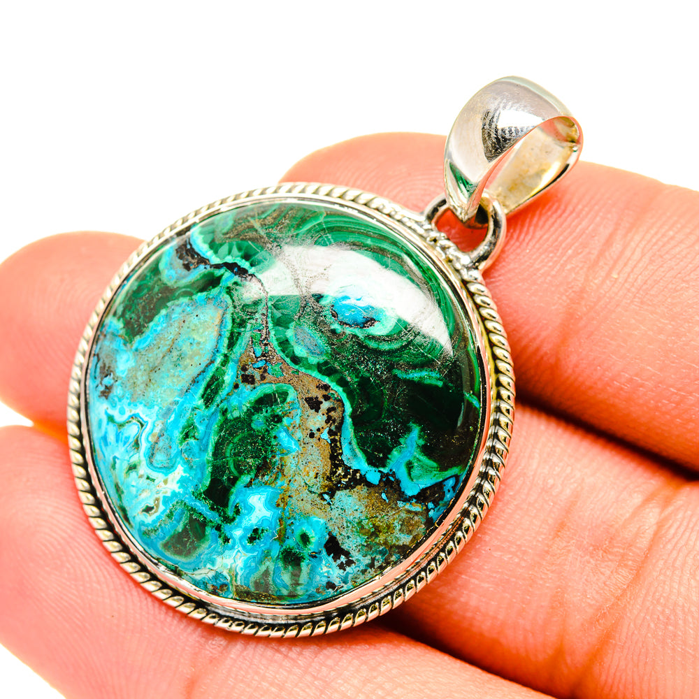 Malachite In Chrysocolla Pendants handcrafted by Anasilvercos - PD7259