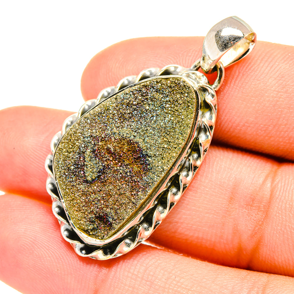 Spectro Pyrite Druzy Pendants handcrafted by Anasilvercos - PD7267