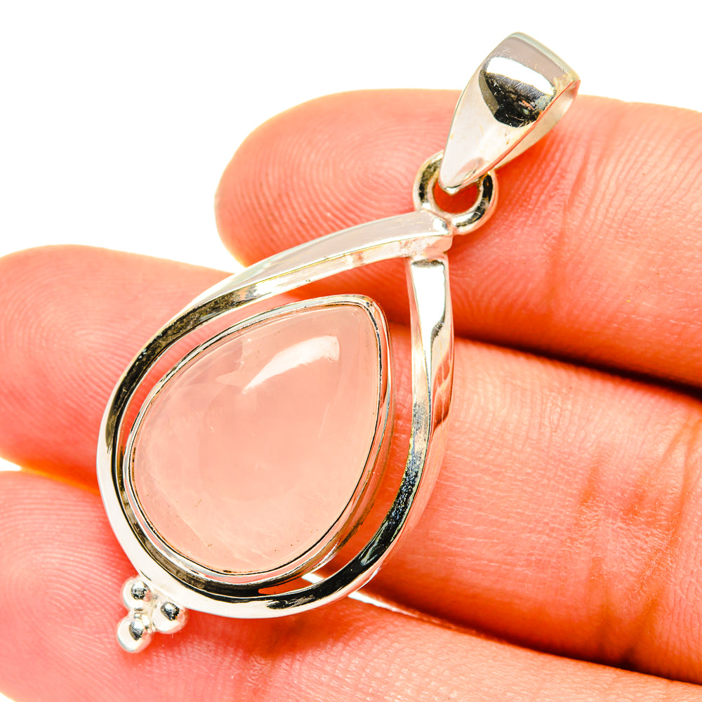 Rose Quartz Pendants handcrafted by Anasilvercos - PD7337