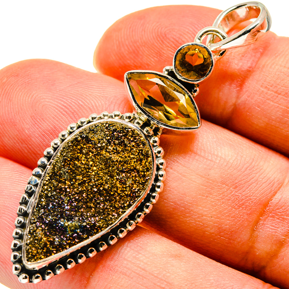 Spectro Pyrite Druzy Pendants handcrafted by Anasilvercos - PD737780