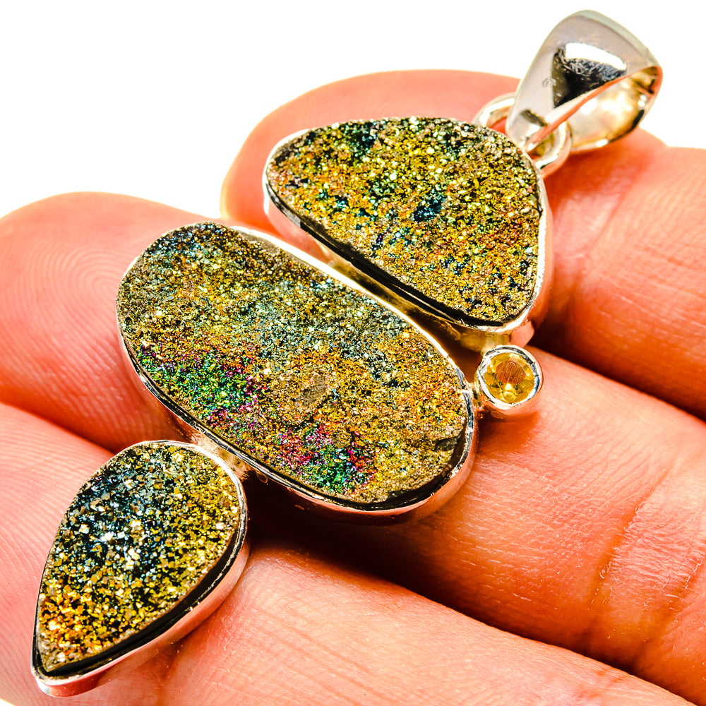 Spectro Pyrite Druzy Pendants handcrafted by Anasilvercos - PD737804