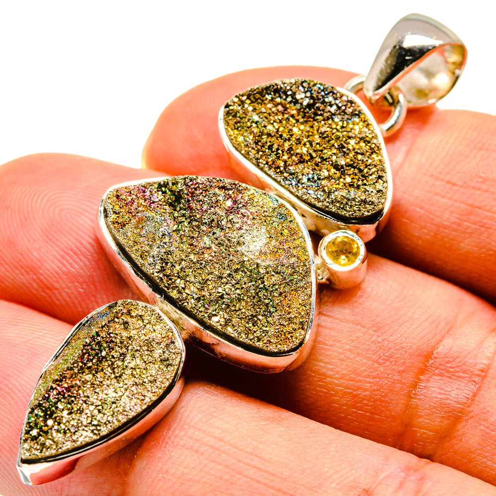 Spectro Pyrite Druzy Pendants handcrafted by Anasilvercos - PD737808