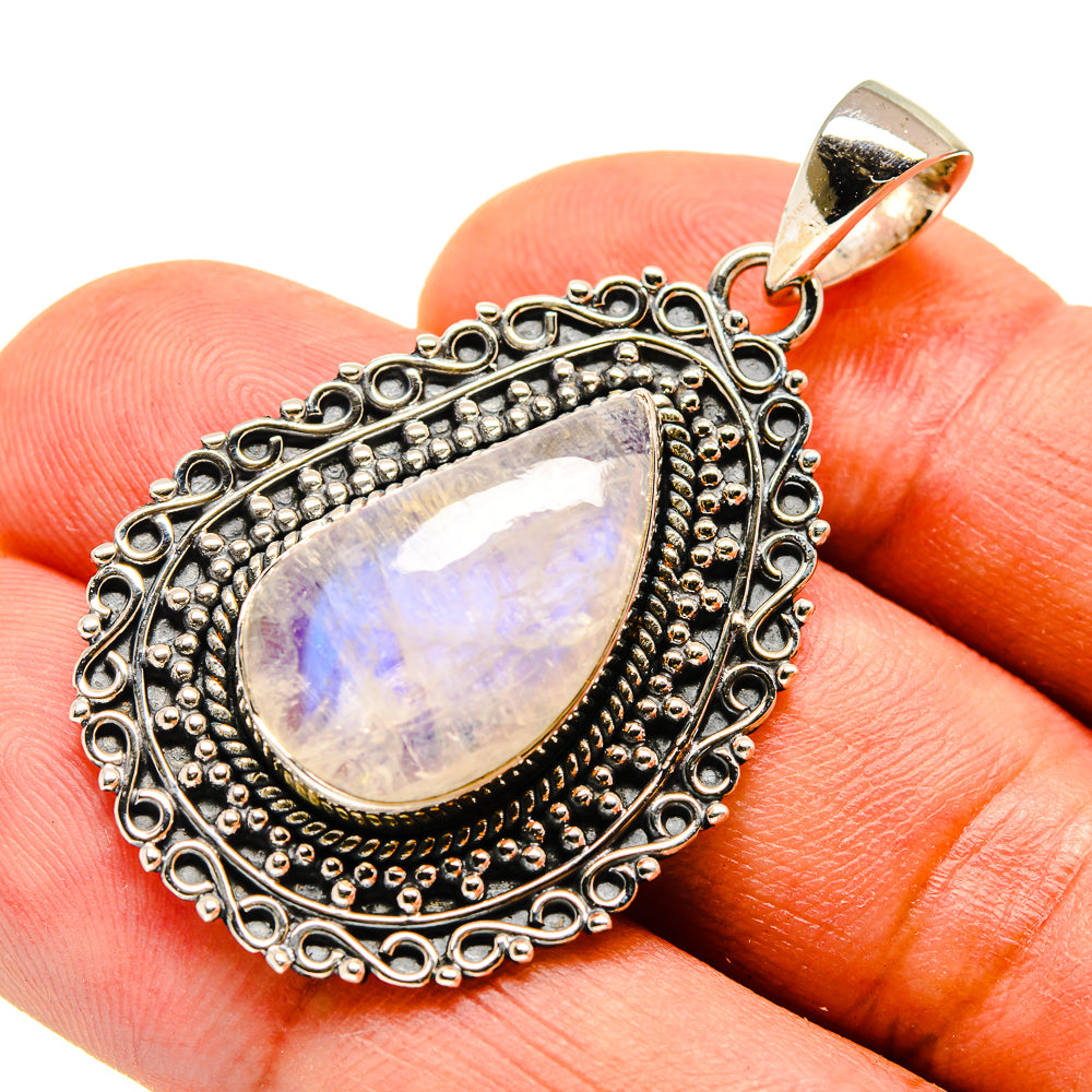 Rainbow Moonstone Pendants handcrafted by Anasilvercos - PD738122