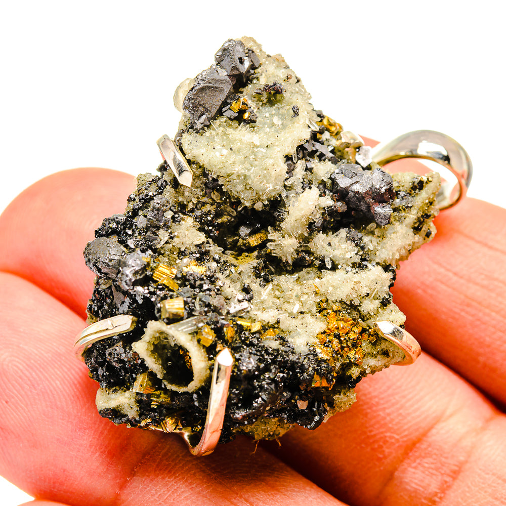 Pyrite Quartz Crystal Pendants handcrafted by Anasilvercos - PD738768