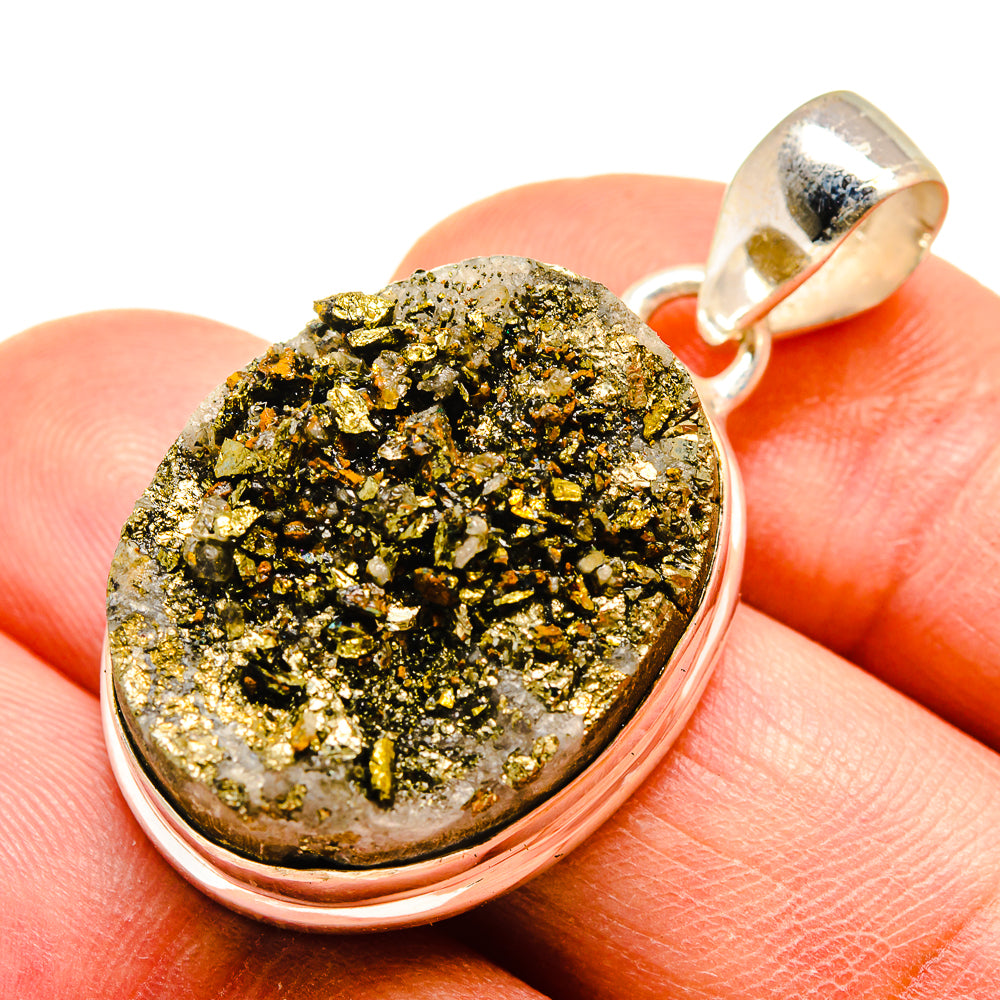 Spectro Pyrite Druzy Pendants handcrafted by Anasilvercos - PD738973