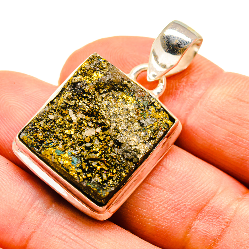 Spectro Pyrite Druzy Pendants handcrafted by Anasilvercos - PD739174