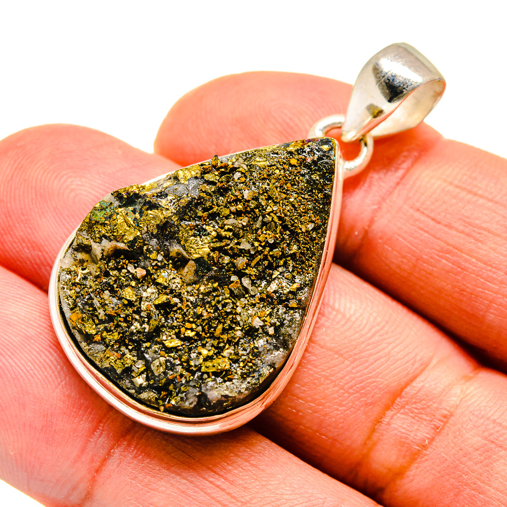 Spectro Pyrite Druzy Pendants handcrafted by Anasilvercos - PD739916