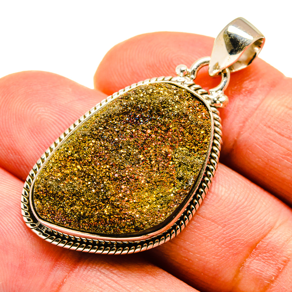 Spectro Pyrite Druzy Pendants handcrafted by Anasilvercos - PD739931