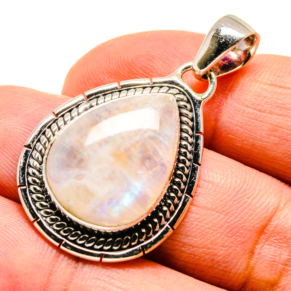 Rainbow Moonstone Pendants handcrafted by Anasilvercos - PD740098