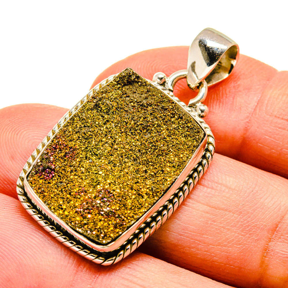 Spectro Pyrite Druzy Pendants handcrafted by Anasilvercos - PD740368