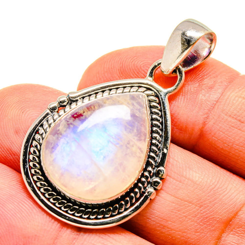 Rainbow Moonstone Pendants handcrafted by Anasilvercos - PD740374